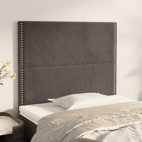 Tête de lit rembourrée en velours gris foncé, hauteur réglable, 80 x 5 x 118/128 cm - PANGIVO (1/5)