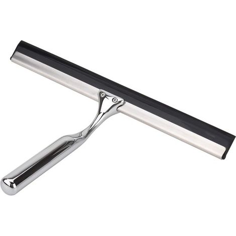 Raspador multifuncional de acero inoxidable, Raspador de ducha con mango ergonómico, Agarre cómodo, Con gancho adhesivo, ventanas, Plateado (1/5)