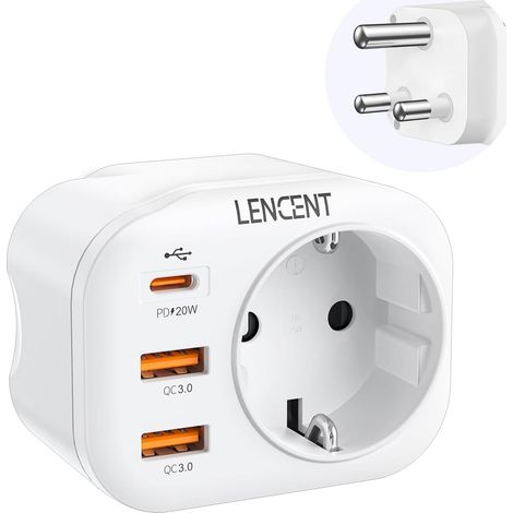 Adaptateur Afrique du Sud Type M, Adaptateur Voyage 4 en 1 PD 20W 1 USB-C+2 USB-A QC3.0, Adaptateur Prise France vers Afrique du Sud Namibie Lesotho Swaziland Bhoutan, Compact Portable Blanc (1/5)