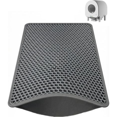 (60x45 cm, Gris) Tapis Litière Chat Bac à Litière pour Chats, Imperméable Non Toxique EVA,Double Couche en Nid d'abeille Design (1/4)