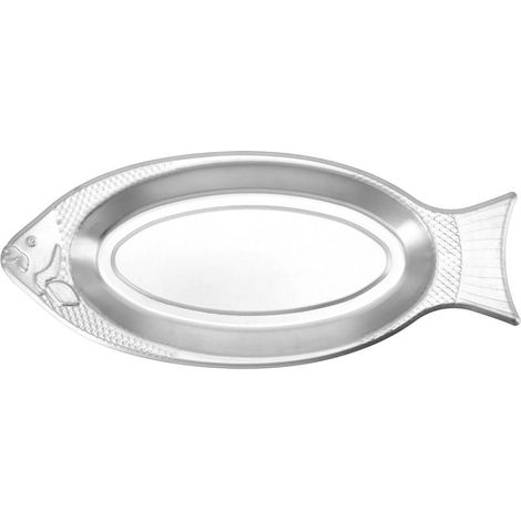 Plat de service en acier inoxydable épais forme poisson, assiette poisson pour anniversaire mariage (1/5)