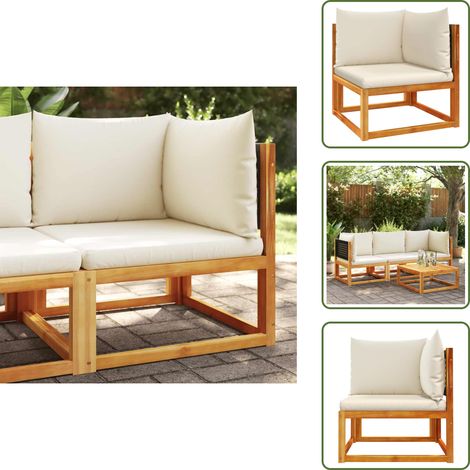 Canapé d'angle de jardin avec coussins bois massif d'acacia - Canapé De Jardin - Salon De Jardin - Mobilier De Jardin - Meubles De Jardin - Acacia (1/5)