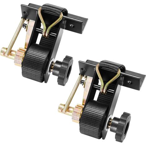Sangle à Cliquet Galerie de Toit 38,1 mm x 2,25 m Sangles d'Arrimage Barres de Toit Lot de 2 pour Attacher Chargement, avec Support de Tube Carré Noir Crochets en J Capacité de Charge 226,8 kg (1/5)