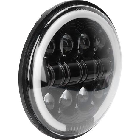 Projecteur moto rond 18cm 8 LED 6500K-7000K 4400LM, phare avant universel 12V, étanche IP67, lampe de tête 7 pouces (1/5)