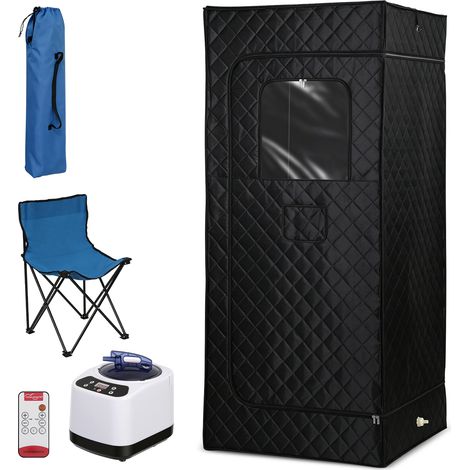 Jiubiaz Sauna de vapor portátil 1200 W con temporizador de 10-99 min, generador de 3 L, 9 ajustes de temperatura, cabina 90 x 90 x 180 cm y mando a distancia (1/5)