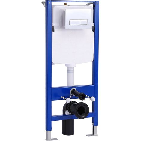 Vorwandelement WC - Unterputz Spülkasten WC mit betätigungsplatte - HDPE Material Vorwandspülkasten für Wand-WC - Bemaltes Eisenregal - Vorwandelement WC Set Komplett - 50×10×114 cm