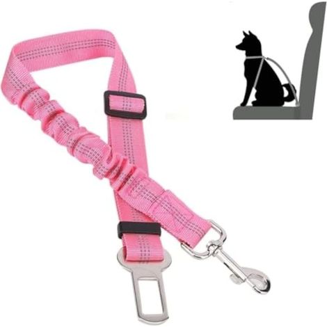 Dog Car Seat Belt - Dog Car Harness - Pink Dog Seat Belt - Shock Absorbing Car Leash (2 pieces) (1/5)