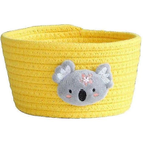 Panier de rangement en fil de coton de style japonais, boîte de rangement pour jouets et objets divers, idéale pour la chambre, le salon ou le bureau.-Yellow Koala