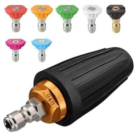 Buse turbo pour nettoyeur haute pression, buse rotative et 7 pointes, raccord rapide 1/4', 4000 Psi, Noir, (406689), kit jet pour nettoyeur haute pression, rotabuse haute pression ---INHHUB (1/4)