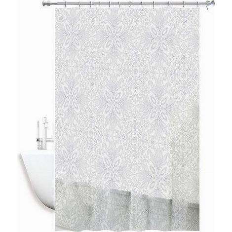Rideau De Douche En Pvc Blanc Imperméable 180 X 200 Cm Décoré De Feuilles 69513 (1/3)