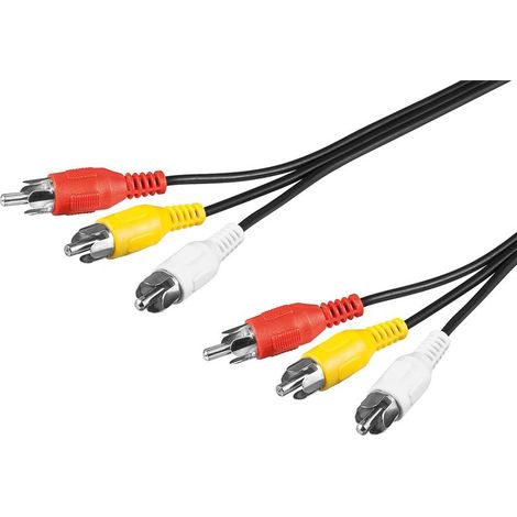 Câble de Connexion Audio Vidéo Composite, 3x RCA, 3 connecteurs Cinch 3 connecteurs Cinch. Longueur de câble 10 m (1/2)