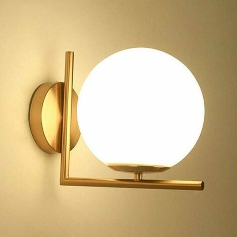 Applique Murale LED Boule de Verre - Applique Murale Intérieure Moderne - Abat-Jour en Verre Sphérique - Luminaire pour Salle de Bains, Chambre, Escalier, Couloir, Salle d'Étude - Noir (Ampoule Non In (1/3)