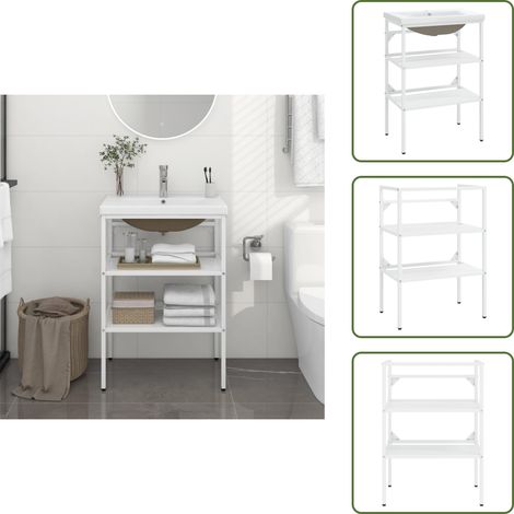Cadre de lavabo de salle de bain vasque à encastrer Blanc Fer - Meuble De Salle De Bain - Meuble Lavabo - Cadre Lavabo - Vasque Encastrée - Robinetterie Salle De Bain (1/5)