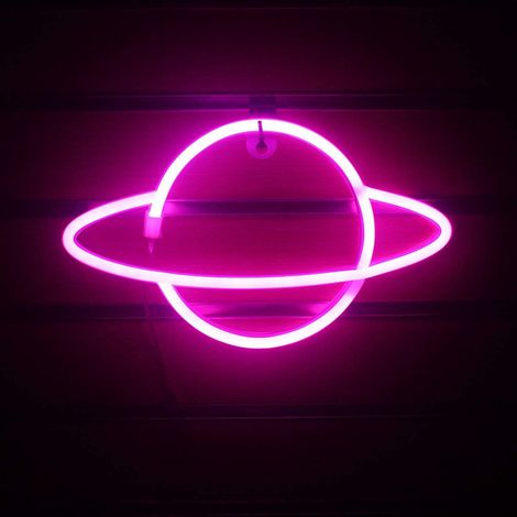Luminaire Néon - Forme Univers - Alimentation USB ou Piles - Pour Chambre Enfants ou Décoration Intérieure - 18 x 30 cm - 1 Pièce (1/2)