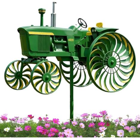 Moulin À Vent Jardin, Moulin À Vent en Métal en Forme De Tracteur, Sculptures Éoliennes Moulins À Vents Moulins À Vents Dynamique 3D pour Les Jardins, Parterres De Fleurs Et Les Pelouses (1/5)