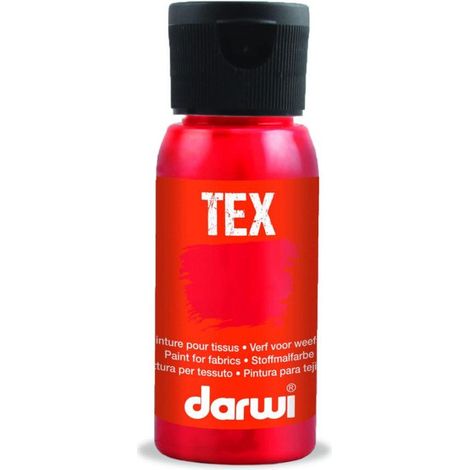 Peinture pour tissus - Vermillon - Opaque - Peinture à l'eau - Tex - Darwi - 50ml