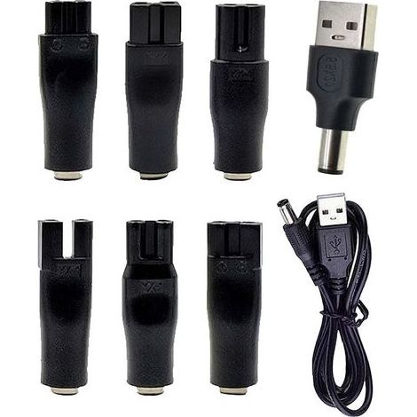Kit chargeur universel 8 en 1 pour rasoir électrique - Cordon d'alimentation USB de remplacement pour tondeuse à cheveux, tondeuse à barbe et outils de toilettage - Compatible avec les appareils (1/5)