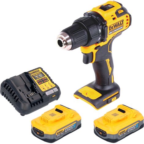 Taladro atornillador a batería DeWalt DCD 708 H2 18 V 65 Nm sin escobillas + 2 baterías Powerstack 5,0 Ah + cargador (1/5)