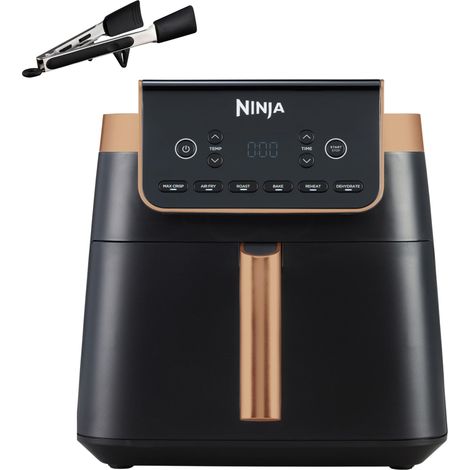 Air Fryer MAX PRO, 6,2 L, Grand tiroir, rôtir, cuire au four, frire sans huile, familial, antiadhésif, panier/plaque croustillante compatibles lave-vaisselle, pinces, noir/cuivre, AF180EUCP (1/5)