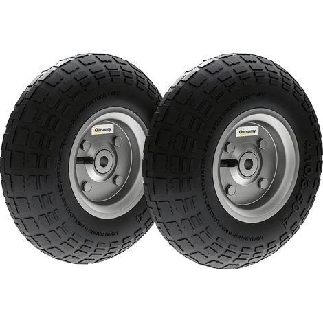 Lot de 2 Pneus de Jardin avec Alésage 16mm pour Chariot, Diable et Brouette - Remplacement Facile (1/5)