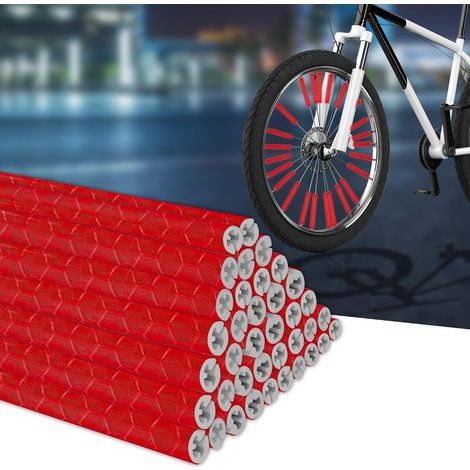 Set mit 36 Fahrradspeichenreflektoren – 360°-Reflektoren – Alternative zu Katzenaugen – Fahrradreflektoren für gängige Speichenräder (rot) (1/5)