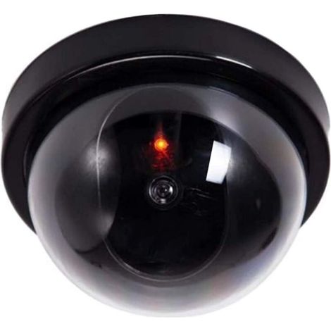 Caméra factice avec objectif, caméra de surveillance factice avec lumière LED rouge, imitation réaliste pour mur, plafond (1/5)