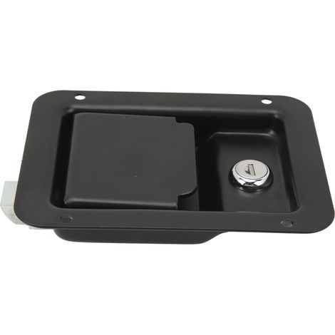 Poignée de coffre avec serrure et 2 clés, montage encastré, acier robuste, pour camping-cars, camions, remorques et vans. (1/5)