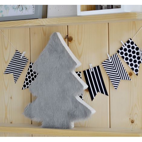 Décoration en bois SAPIN DE NOËL AVEC FOURRURE 30x24 5cm (1/4)