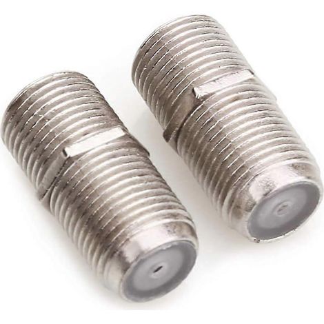 Adaptateur d'antenne RF coaxial femelle-femelle de type F, lot de 2, plaqué nickel, faible perte de signal, convient aux rallonges de câbles TV et radio. (1/5)