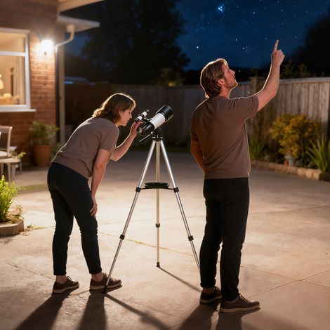 Télescope astronomique adultes et débutants 70 millimètres, 80 x 80 x 135 centimètres blanc, télescope réfracteur 40X 16X trépied réglable