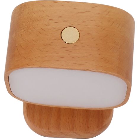 Lampe murale magnétique en bois, lampe de chevet carrée portable, veilleuse murale à intensité variable, bois de frêne (1/5)