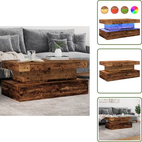 Wohnzimmer Couchtisch - vidaXL Couchtisch mit LED-Leuchten Altholz-Optik 90x50x40 cm - LED Couchtisch (1/5)