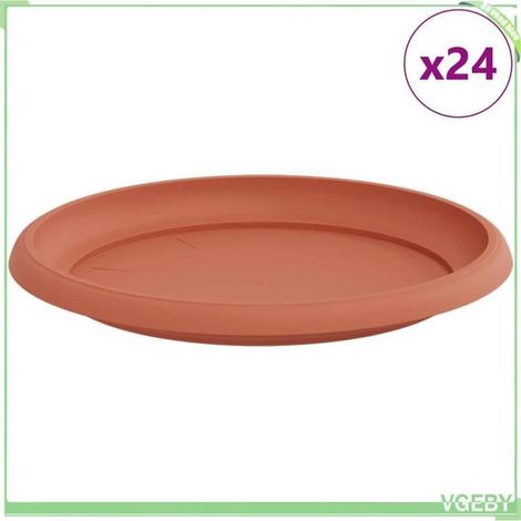 Plateau à fleurs - FAFEICY - 42020318 - Rond Ø23,5 cm - Plastique durable - Pack 24 Rouge brique (1/5)