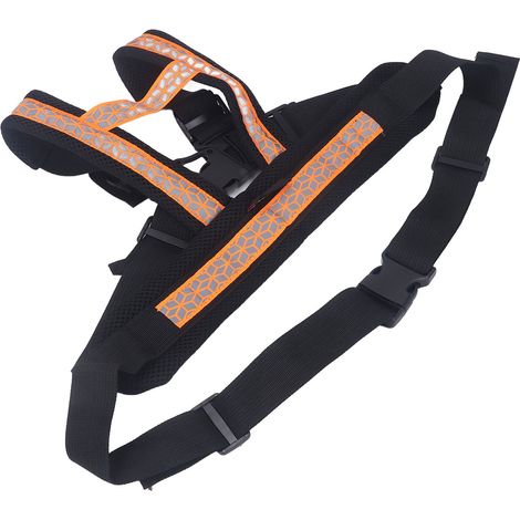 Harnais de sécurité enfant pour moto, bretelles réglables, avec sac de rangement, orange. (1/5)