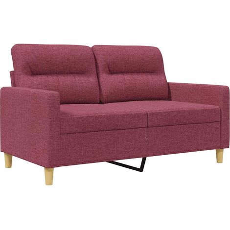 Canapé  Sofa à 2 places Rouge bordeaux 120 cm Tissu (1/5)