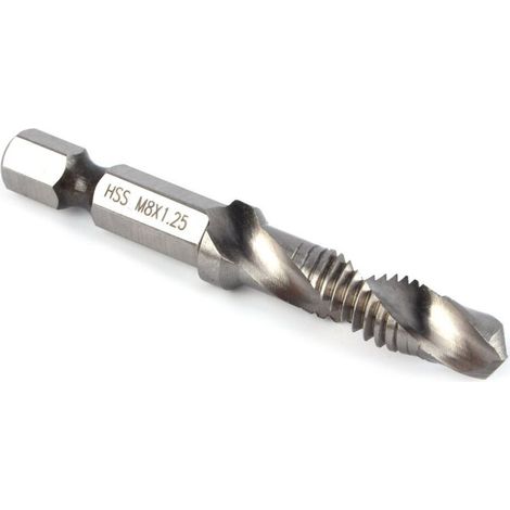 M8 Combinaison Drill Tap Bit HSS Hex Métrique Ebavurez Fraiser Bits Jeu de récompenses métrique,1/4"Pièce d'outils outil de taraudage forets à tarauder (1/3)