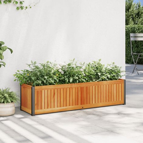 Pflanzkübel 110x30x27,5 cm Massivholz Akazie und Stahl