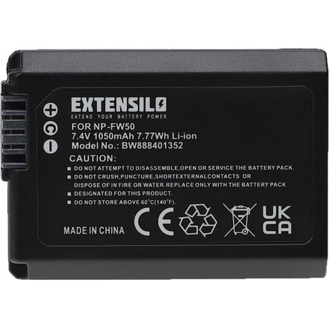 EXTENSILO Akku kompatibel mit Sony Alpha A7S, A7r ILCE-7R, ILCE-6300, ILCE-6000, ILCE-7RM2, NEX-3, NEX-3A, NEX-3D Kamera (1050 mAh, 7,4 V, Li-Ion) (1/3)