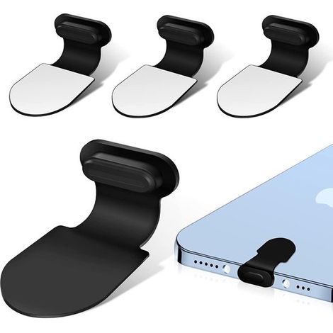 Paquete de 4 tapones antipolvo – Cierre de velcro – Tapa antipolvo – Funda protectora – Puerto de carga Compatible con iPhone 14, 13, 12, Pro, Max, XR – 2,08 x 0,98 cm (1/5)