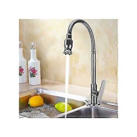 Küchenarmatur aus Edelstahl, massive Messingkonstruktion, 360 Grad schwenkbarer Wasserhahn, geeignet zum Geschirrspülen und Befüllen von Behältern