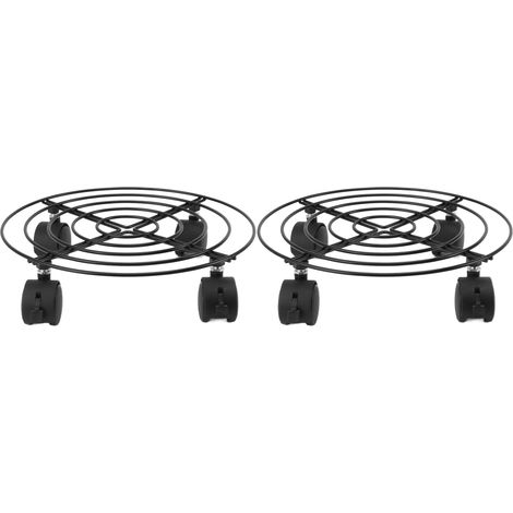 2 Pièces Socle Roulant pour Plantes Extérieur avec Roues Blocables en Acier et PVC, Support à Forte Capacité de Charge pour Grands Pots (1/5)