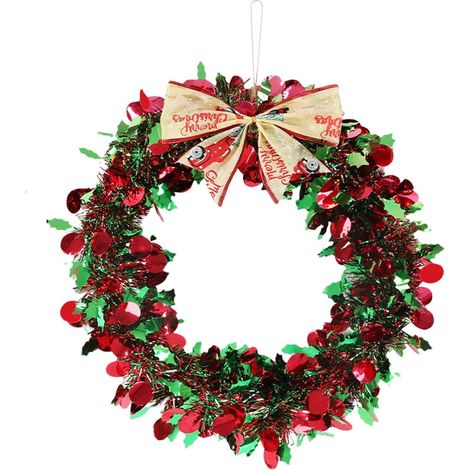 Couronnes et nœuds décoratifs de Noël pour l'extérieur, couronnes de porte d'entrée, adaptées aux fêtes d'hiver (1/5)