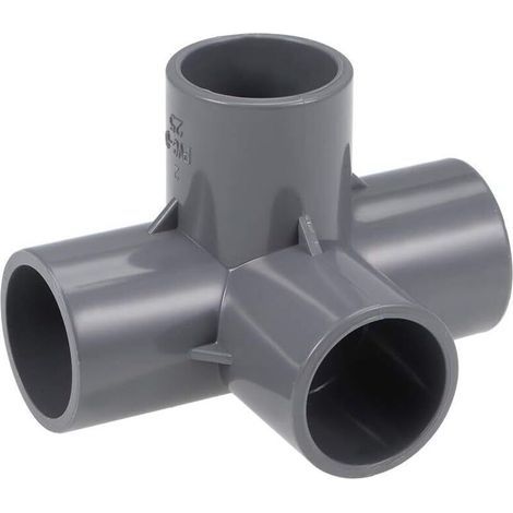 Pack of 2 4-Way Furniture Grade PVC Elbow Fittings - 25mm - Grey (1/3)
