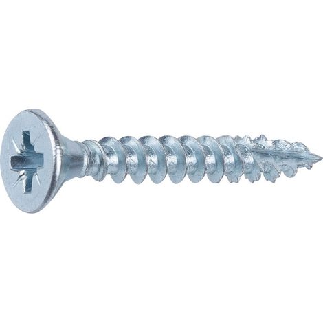 Vis agglo acier zingué - FIXPRO - 5 x 35 mm - Tête fraisée - Pointe anti-fendage - Lot de 100