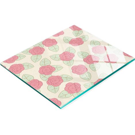 Planche décorative en verre à motif de roses pour présenter des amuse-gueules 60 x 52 cm (1/5)