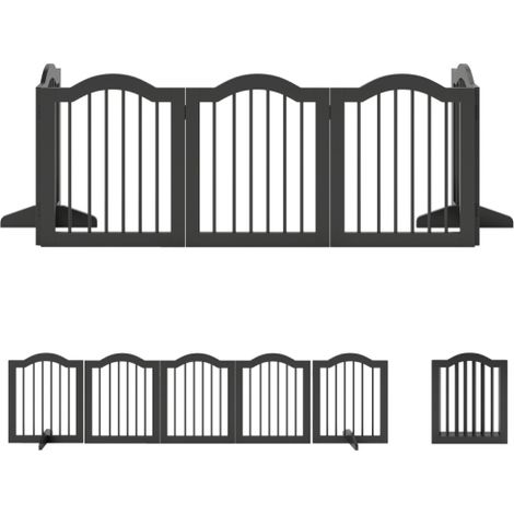 Cancelletto per cani autoportante con piedini, pieghevole, 5 pannelli, 261,5 x 29,5 x 61 cm, nero, consegna in loco (1/5)