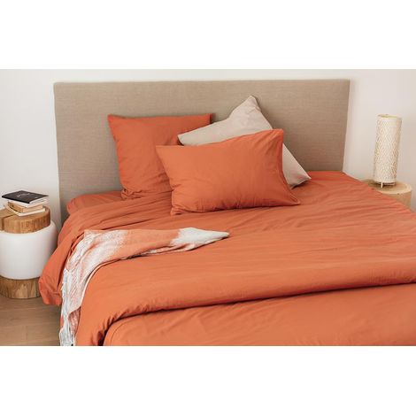 Housse de Couette Coton Lavé, 140cm x 200cm Taille, Gingembre, Twin