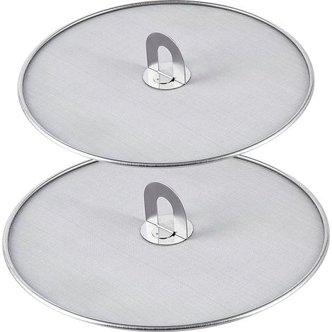 Lot de 2 pare-éclaboussures pliables en acier inoxydable avec manche, protection contre les projections d’huile en cuisine (1/5)