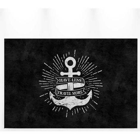 Tableau encre de bateau blanche sur fond noir | Tableau avec citation noir & blanc | Tableau noir anthracite pour salle de bain - 0,9 x 0,6 m (1/5)