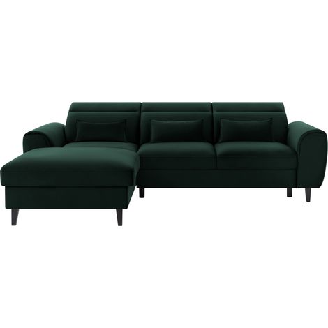 Sofá esquinero convertible verde oscuro izquierdo 4 plazas FABLE (1/5)